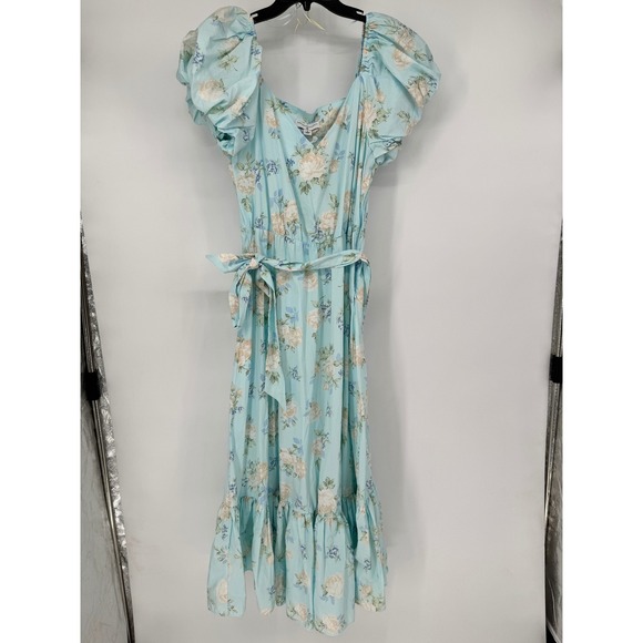 LoveShackFancy for Target Dresses & Skirts - LoveShackFancy x Target Dress Womens 8 Blue NEW Floral Puff Sleeve Midi Belted
